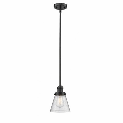 Cone - 1 Light Stem Hung Mini Pendant In Industrial Style-8 Inches Tall and 6 Inches Wide
