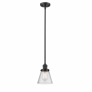 Cone - 1 Light Stem Hung Mini Pendant In Industrial Style-8 Inches Tall and 6 Inches Wide - 1 of 1