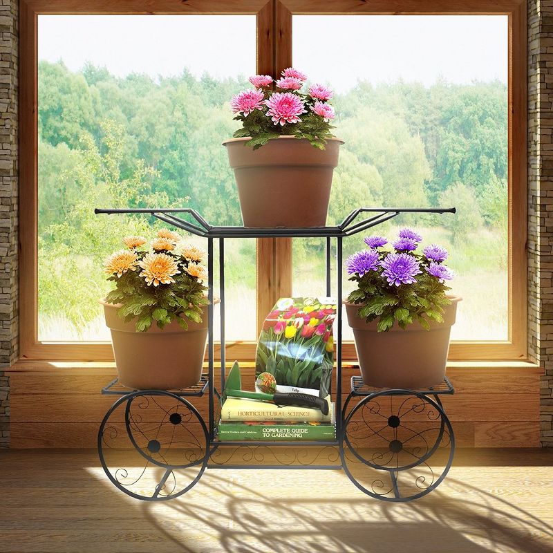 Sorbus Flower Cart Pot Display Rack - Black: 6-Tier Beautiful Style Plant Stand for Indoor & Outdoor Decor, 3 of 12