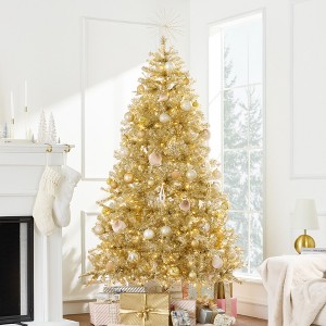 Best Choice Products Artificial Tinsel Christmas Tree - Champagne Gold - 1 of 4