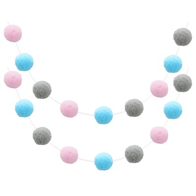 Unique Bargains Colorful Felt Ball Flexible Wear-resistant Pom Pom Garland 2 Pcs