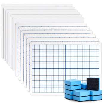 Bright Creations 12 Pack XY Axis Graph Whiteboard 9 x 12, Dry Erase Double-Sided Lap Board with 12 Erasers for Students (24 Piece Set)