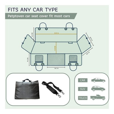 Gray Waterproof Car Seat Cover with Mesh Window and Storage Pockets