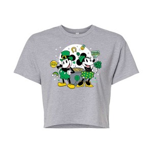 Women's - Disney - Mickey And Minnie Pot Of Gold Cropped Graphic T-Shirt - 1 of 4