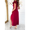 Womens Summer Dress V Neck Short Flutter Sleeve Asymmetric Hem Midi Dress - 3 of 3
