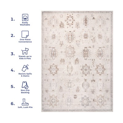 EasyCare 18" Square Beige Synthetic Stain-Resistant Accent Rug
