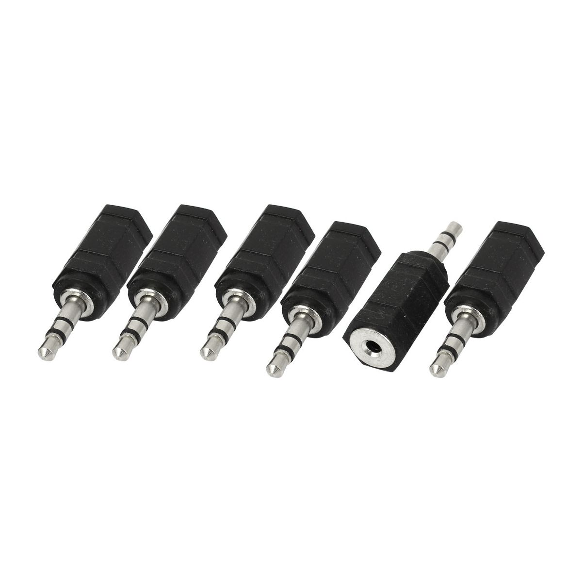 Unique Bargains Metal Plastic Black Silver Tone Audio Connector 6 Pcs
