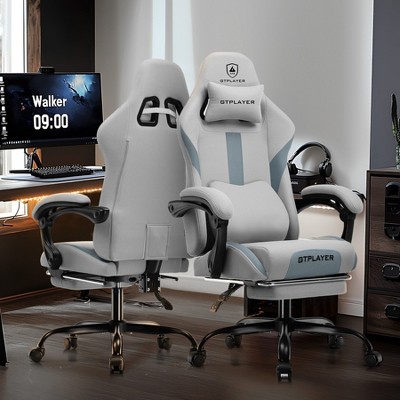 GTPLAYER Ergonomic Gaming Chair with Footrest, Lumbar Support, Breathable Computer Chair with Pocket Spring Cushion, Chairs for Adults