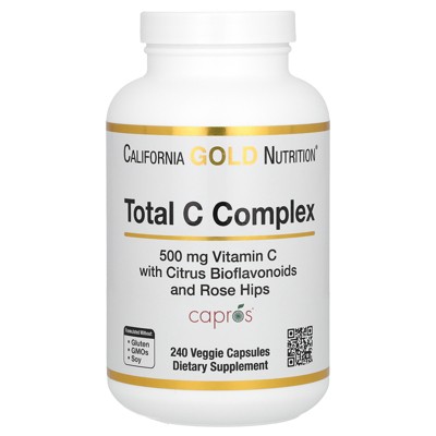 California Gold Nutrition Total C Complex with Ascorbic Acid, Amla Extract, Citrus Bioflavonoids & Rose Hip Extract, 500 mg, 240 Veggie Capsules