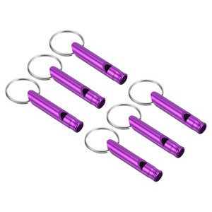 Unique Bargains Aluminum Alloy Camping Hunting Outdoor Survival Signal Whistles with Keychains 6 Pcs - 1 of 4