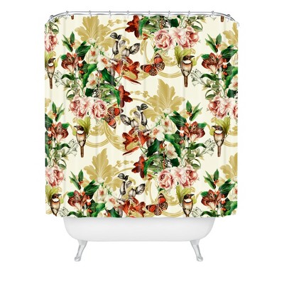 Baroque Flower Bouquet I Shower Curtain Green - Deny Designs