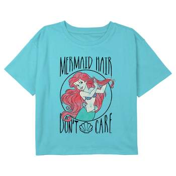 Girl's The Little Mermaid Ariel Mermaid Hair Don't Care Crop T-Shirt