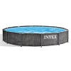 Intex 26749ST 12 Foot x 30 Inch Round Steel Frame Above Ground Pool Set with Filter Cartridge Pump & Pool Liner, Protective Canopy, Gray Woodgrain - 2 of 4