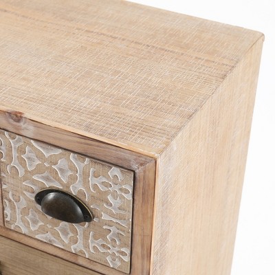 White Fir and Iron Mid-Century Bohemian Accent Cabinet