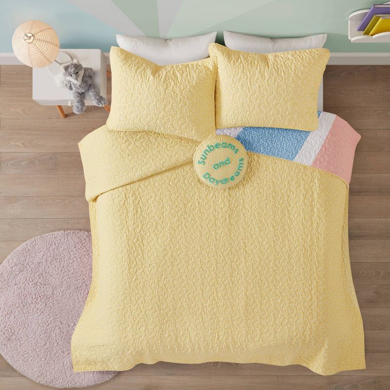 Erin Rainbow Sunburst Reversible Cotton Kids' Quilt Set Yellow, 6 of 18