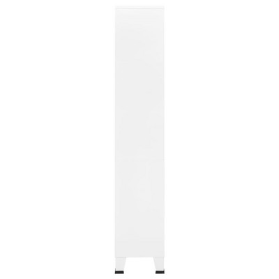 White Steel 3-Shelf Bookcase with Cabinet