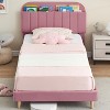 Twin Bed Frame with Storage Headboard Velvet Upholstered Platform Bedframe for Kids/Girl Bed Strong Wooden Slats Noise-Free Easy Assembly, Beige - 3 of 4