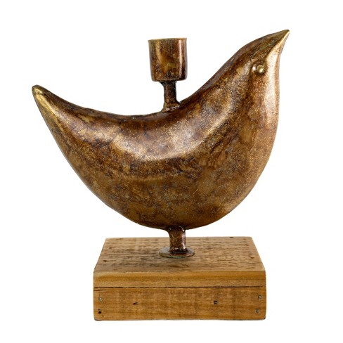 Bronze Bird Taper Candle Holder Metal & Wood - Foreside Home & Garden :  Target