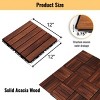 Syemin Carpet Tiles 10 PCS Patio Deck Tiles, Interlocking Deck Tiles Striped, Square Outdoor Flooring for Patio, Pool Side, Brown, 12"*12"*0.75" - 3 of 4