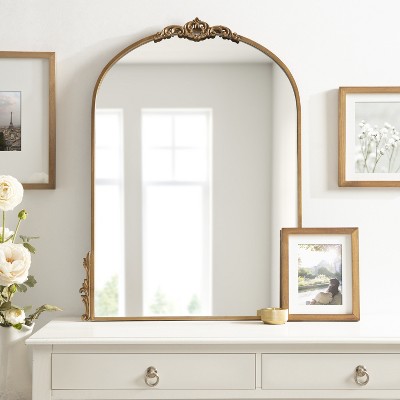 Gold Ornate Arched Wall Mirror with Garland Detailing