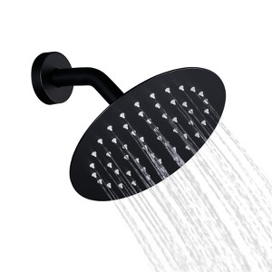 WOWOW 1-Spray Patterns with 1.8 GPM 8 in. Wall Mount Rain Fixed Shower Head in Brushed Nickel - 1 of 4
