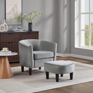 NicBex Swivel/Velvet Barrel Accent Chair & Ottoman Set Modern Armchair Sofa for Living Room or Bedroom - 1 of 4