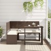 vidaXL Patio L-Shaped Sofa & Table Set - Brown Poly Rattan with Cream Cushions, Steel Frame, Comfortable Outdoor Seating for Garden/Terrace - 2 of 4