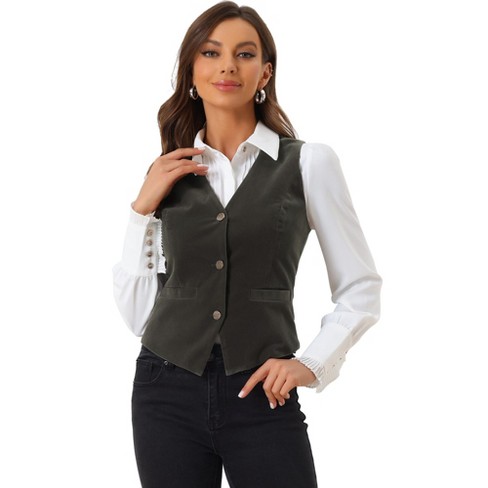 Women Suit Vest Sleeveless V Neck Button Vest Tops Solid Color Regular  Fitted Vests Waistcoat Women Vest Dressy