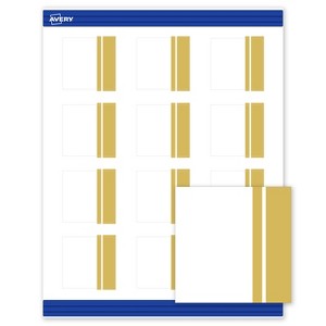 Avery Printable Square Cards, Gold Double-Dipped Edge, 2" x 2", Matte White Square Cards, Laser/Inkjet, 120ct, Great for Business Cards - 1 of 4