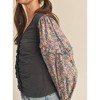 Women's Floral Puff Sleeve Ruched Top - Graphite Grey - &merci - 3 of 4