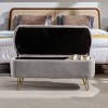 GlasFlength Ottomans and Benches Modern Storage Bench with Elegant Gold Base for Bedroom Living Room Entryway, Gray, 39.37"*15.75"*15.5" - 4 of 4