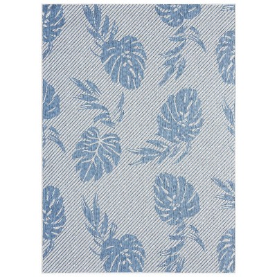 Silver and Blue 8' x 10' Reversible Synthetic Area Rug