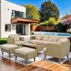 ELJGET 6 Pieces Wicker Patio Furniture Sets, All Weather PE Rattan Sectional Outdoor Conversation Set with Table and Cushions, Brown - 3 of 4