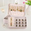 HTUTWOO Travel Jewelry Case With Lock,2-Layer PU Leather Jewelry Box for Women,Jewelry Organizer, Jewelry Travel Case,Best Gifts for Women - 2 of 4