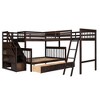 L-Shape Triple Bunk Beds with Stairs and Storage Drawers, Twin over Full Bed Attached a Loft Wood Corner Bunked for 3 Kids - 4 of 4