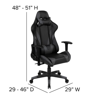 Adjustable Gray Wood Gaming Desk & Chair Set with Cup Holder and Headphone Hook