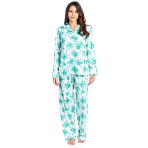 Casual Nights Women's Long Sleeve Notch Collar Floral Pajama Set - 1 of 4