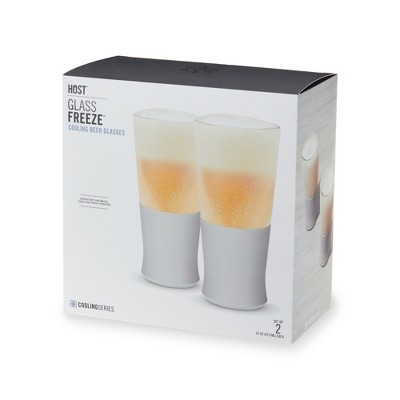 Gray Double Wall Glass Beer Freezer Set, 16oz, 2 Pieces