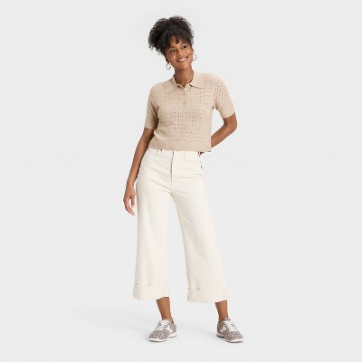 Women's Short Sleeve Collared Neck Pullover Sweater - Universal Thread