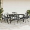 vidaXL - 7 Piece Patio Dining Furniture Set - Black Poly Rattan and Glass for Garden, Patio, or Backyard Outdoor Spaces with Cushions Included - 3 of 4