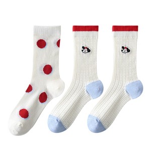 Anna-Kaci Womens Cute Cartoon Embroidered Crew Socks 3-Pair Pack Fun Patterned Cotton Knit Soft and Stretchy Casual Style - 1 of 4
