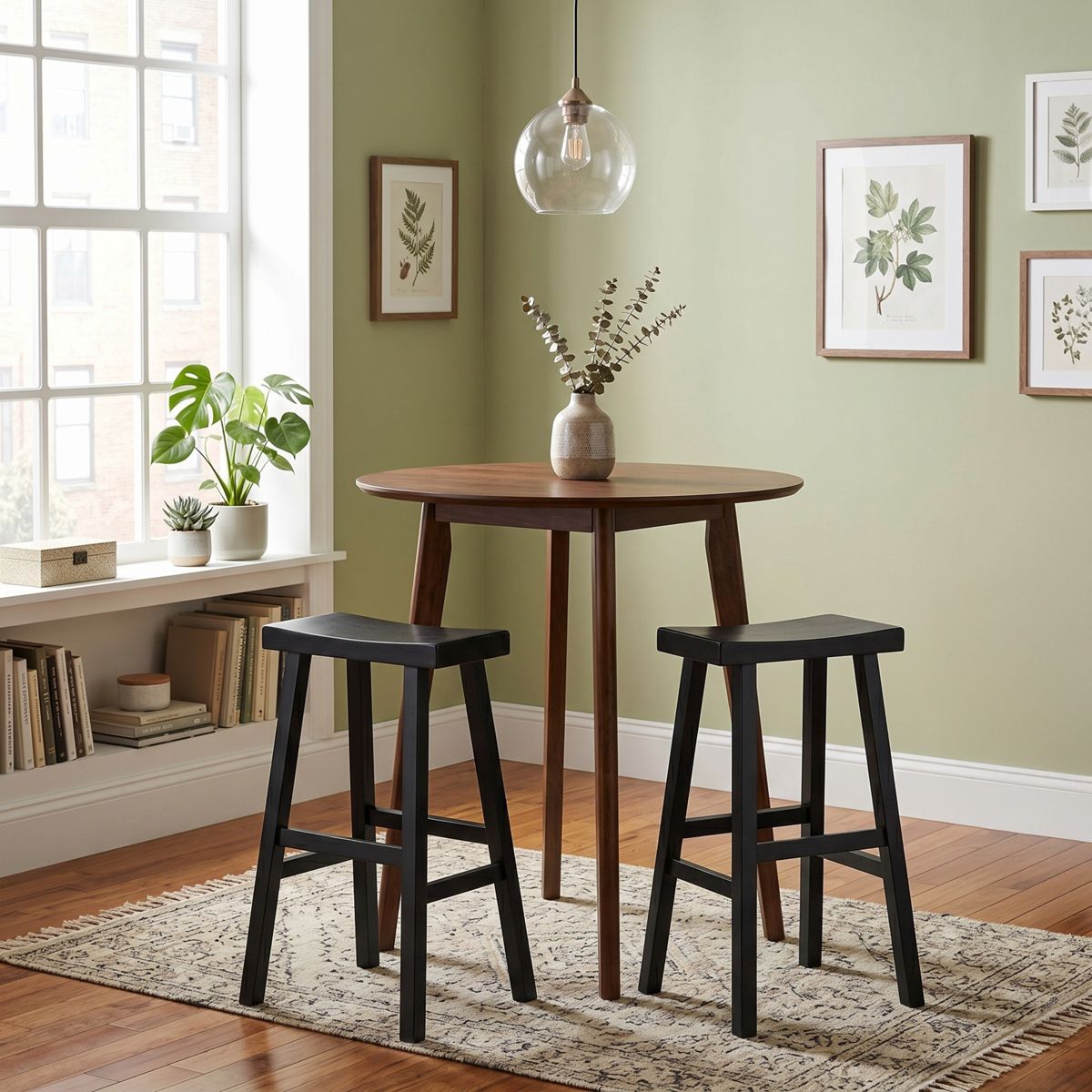 Alaterre Furniture Hayes Bar Stools Set of 2 - 31-Inch Tall Counter Height Bar Stools with Backless Saddle Seat and Footrests - thumbnail 3
