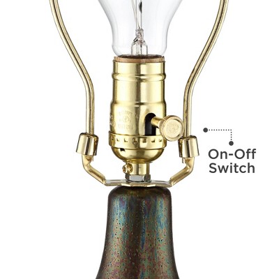 Mid-Century Modern Brown Ceramic Table Lamp with Oatmeal Shade