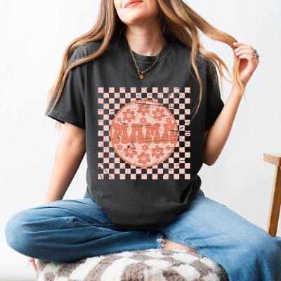 Simply Sage Market Checkered Mama Flowers Garment Dyed Tee - L - Pepper