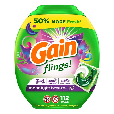 Gain Flings Moonlight Breeze HE Compatible Liquid Laundry Detergent Soap Pacs