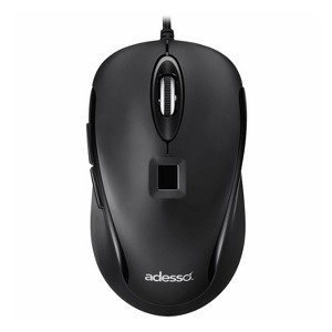 Adesso® iMouse® F1-TAA Wired USB Computer Mouse with Fingerprint Reader, 5 Buttons, 1200 DPI, for PC and Mac® in Black - 1 of 1