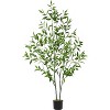 GAOMON Artificial Eucalyptus Tree, Tall Faux Eucalyptus Plant with Willow Like Leaves, Indoor Fake Tree in Black Plastic Pot - 2 of 4