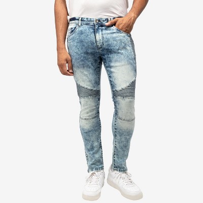 Raw X Men's Slim Stretch Moto Jeans In Medium Blue Size 32x30 : Target