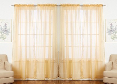 J&V TEXTILES 4-Pieces Sheer Solid Sheer Window Curtains 55x84 - Window Treatment Rod Pocket Voile Drape/Panel Sets for Patio Door