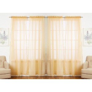 J&V TEXTILES 4-Pieces Sheer Solid Sheer Window Curtains 55x84 - Window Treatment Rod Pocket Voile Drape/Panel Sets for Patio Door - 1 of 4